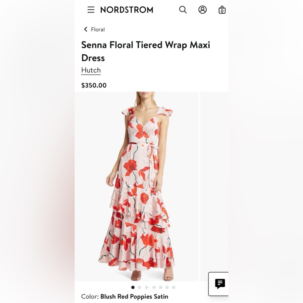 Satin Floral Tiered Ruffle Maxi Dress—SIZE M